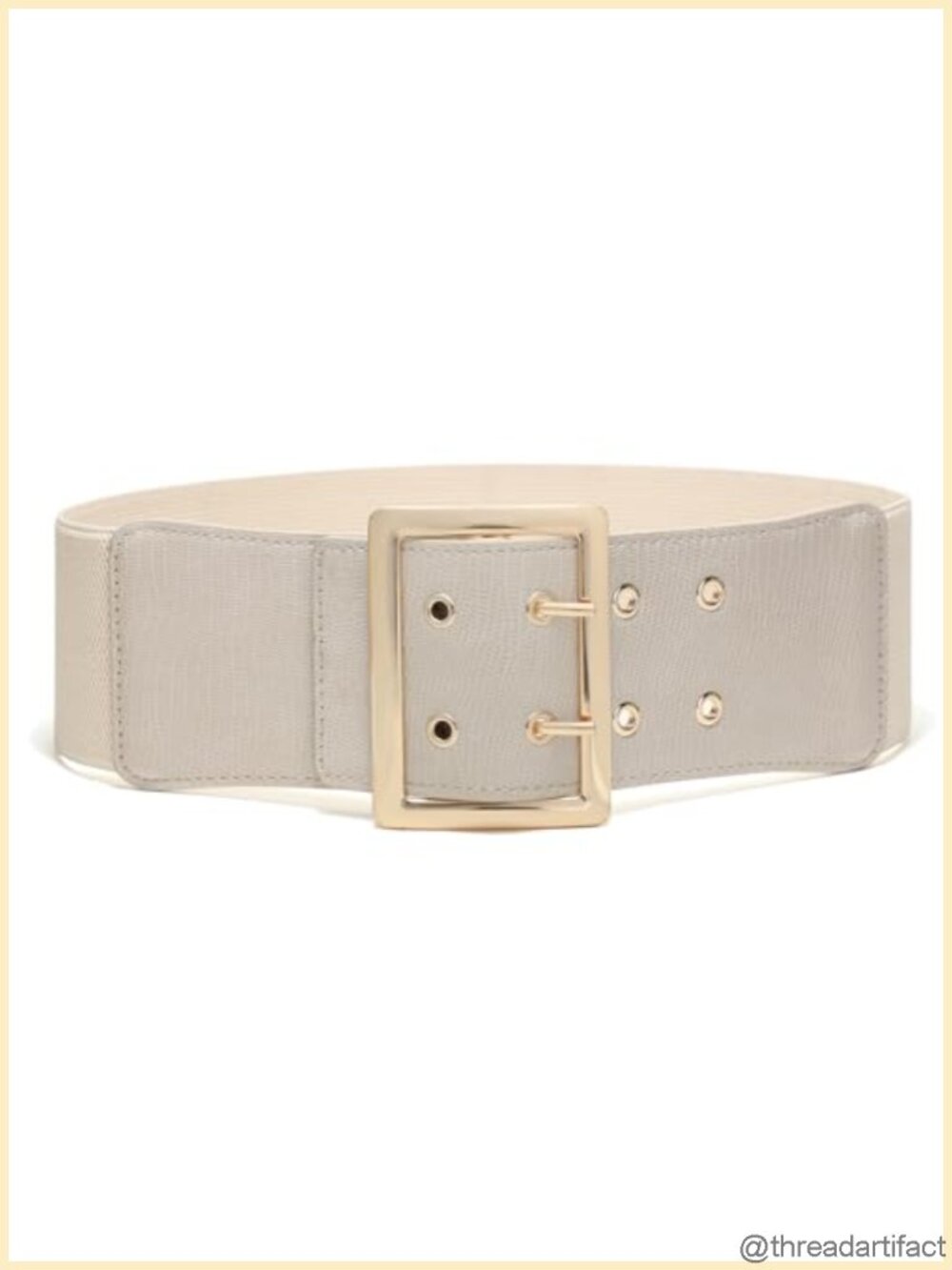 Women's Wide Elastic Cinch Waist Belt with PU Leather and Gold Buckle